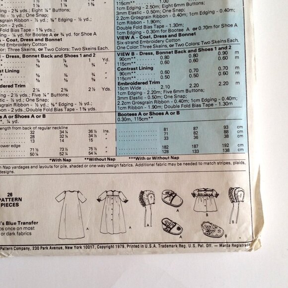 Vintage McCall's Pattern # 6483 Babies Baby Christening Gown Coat Bonnet Dress - Picture 4 of 4